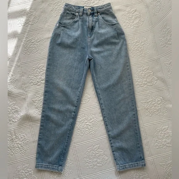 ABRAND Miami Taper Brandy High Waist Straight Leg Tapered Pleats Denim Jeans 24 - Picture 4 of 16